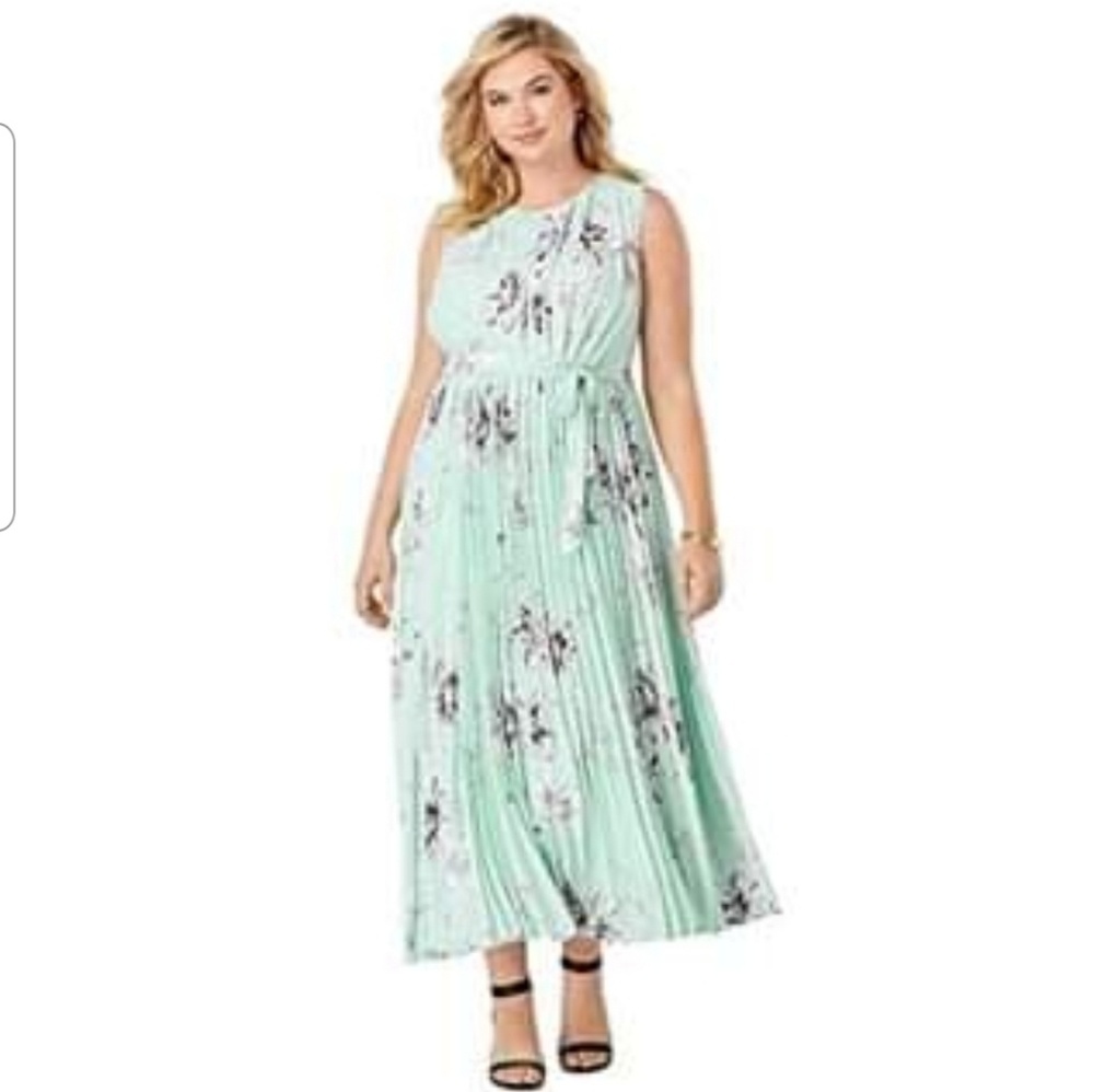 NWT WOMENS PLUS SIZE 18 PLEATED MAXI DRESS JADE PR